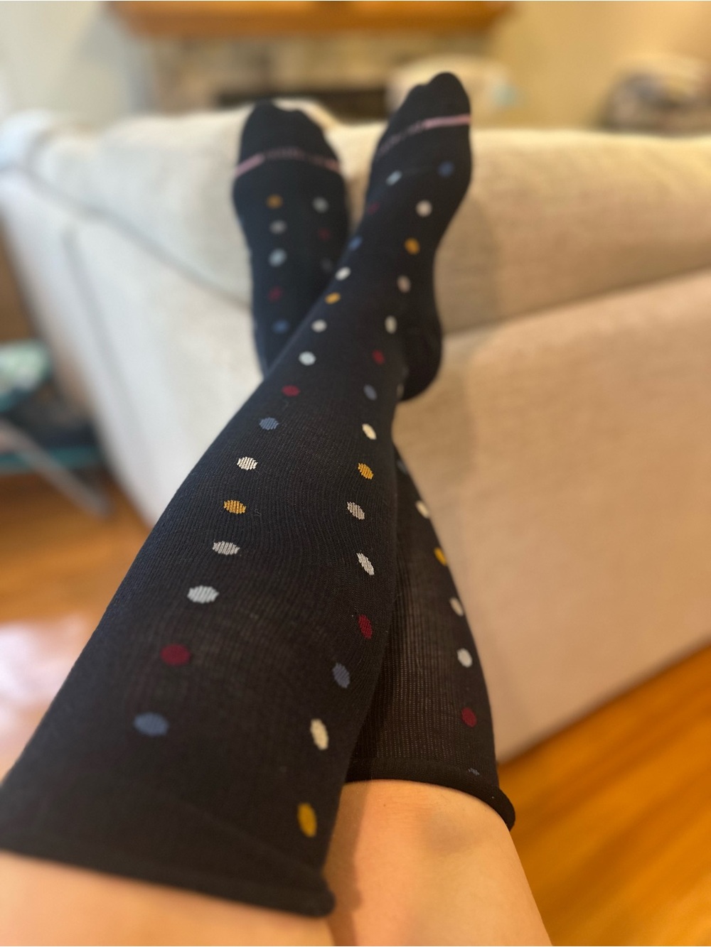 Cute Black Polka Dot Knee-High Socks - Women’s  Stylish Dress Socks